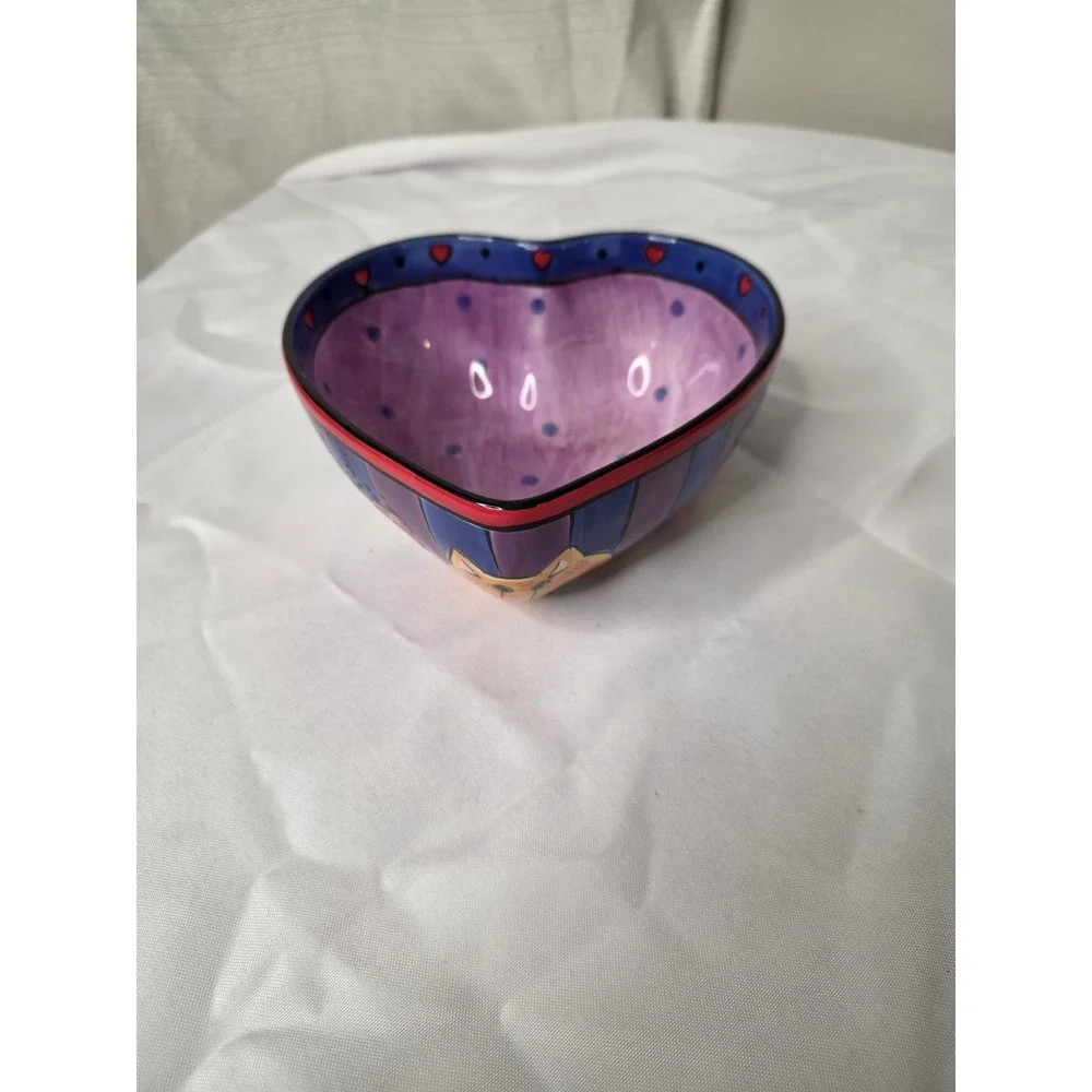 2002 Candace Reiter Designs Catzilla CATS Heart Shaped Ceramic Bowl 7